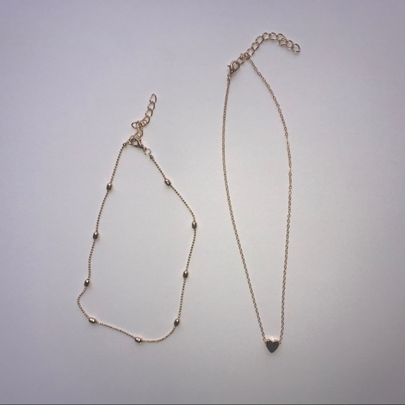 N17 | Boho Two Layers Gold Heart Necklace - Picture 2 of 2